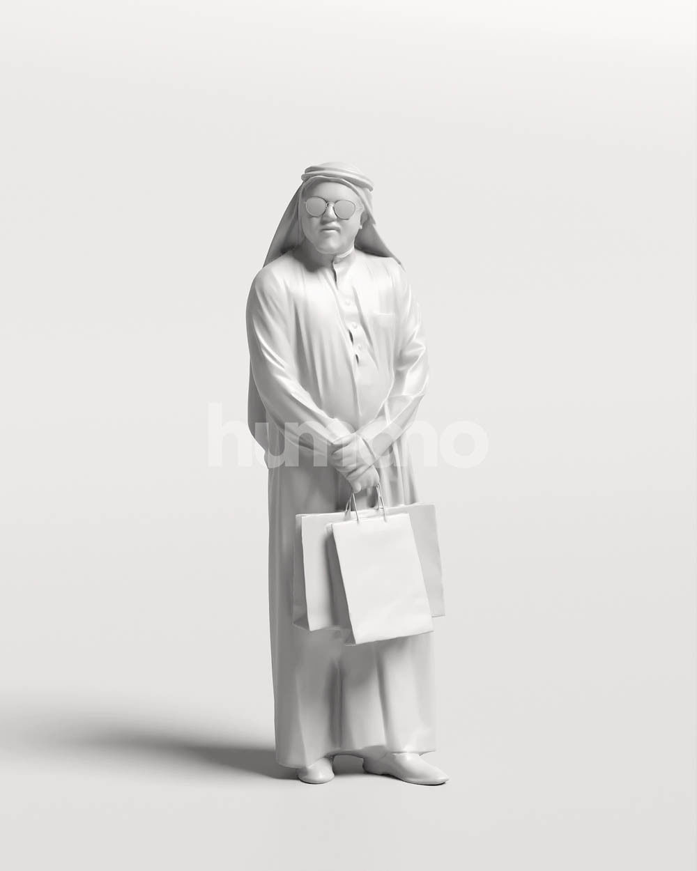 Humano Arab man in thobe standing shopping bags- 2405-065-7119 3D model_14