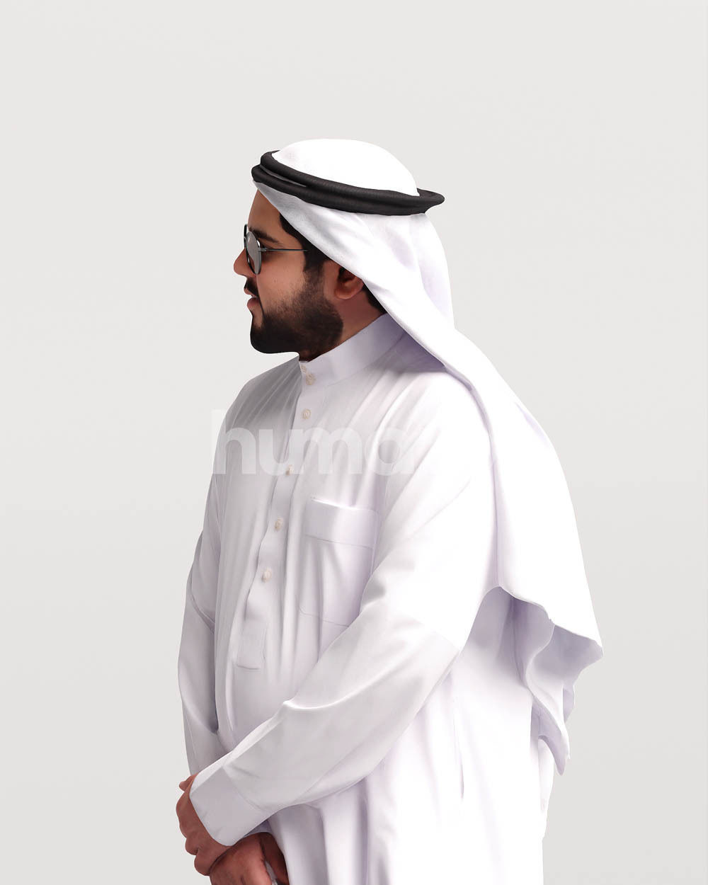 Humano Arab man in thobe standing shopping bags- 2405-065-7119 3D model_8