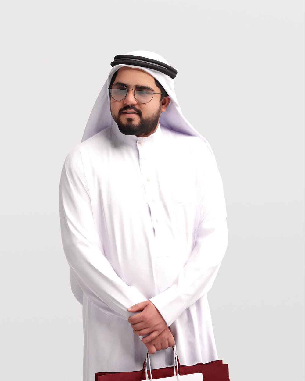 Humano Arab man in thobe standing shopping bags- 2405-065-7119 3D model_7