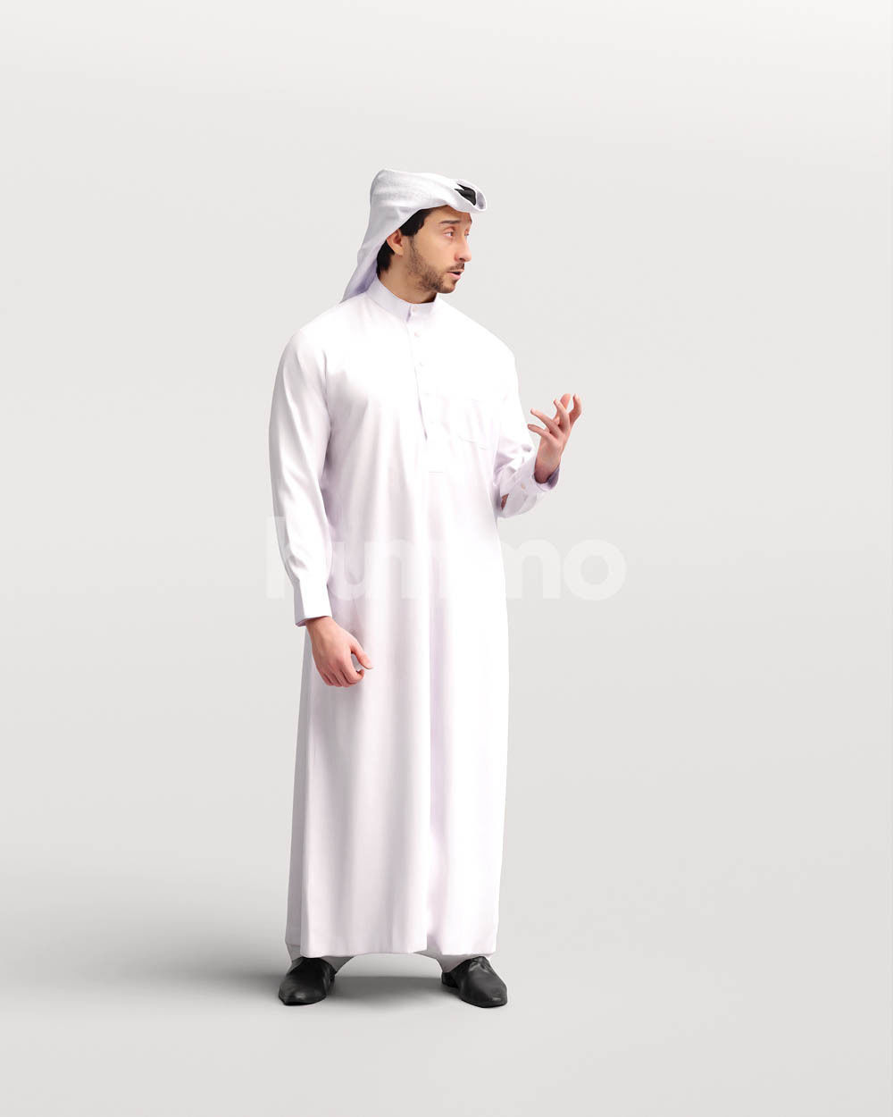 Humano Arab man in thobe standing and talking -2405-062-6736 3D model_4
