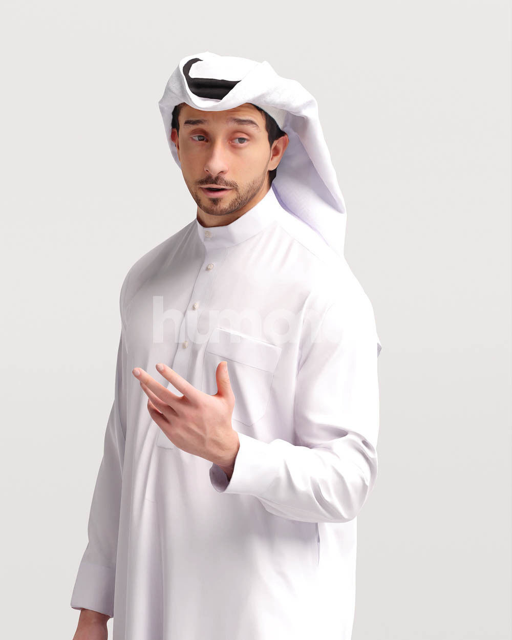 Humano Arab man in thobe standing and talking -2405-062-6736 3D model_8