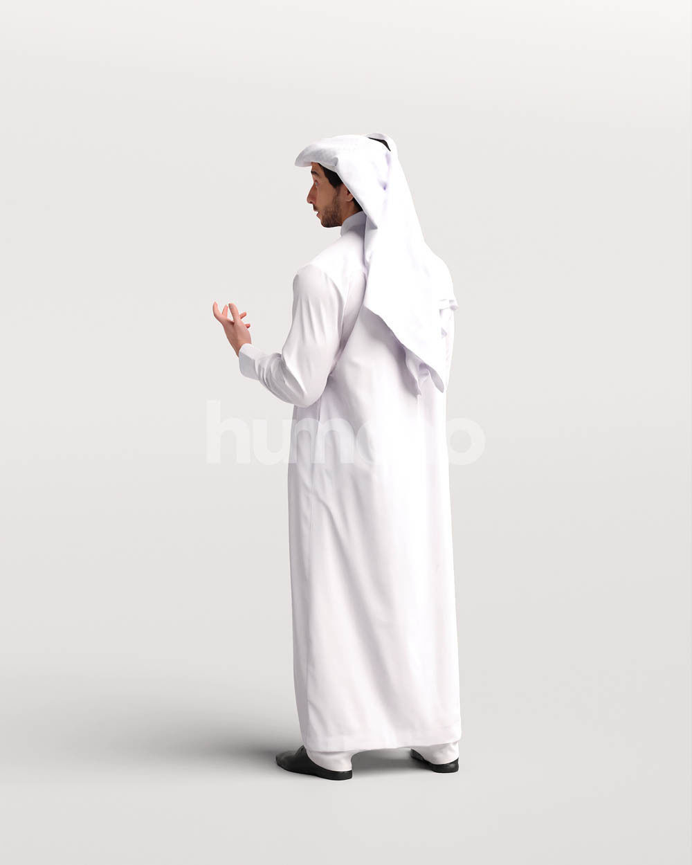 Humano Arab man in thobe standing and talking -2405-062-6736 3D model_5