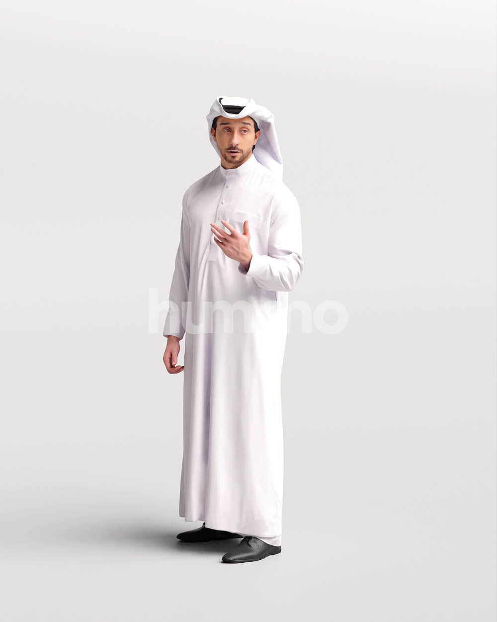 Humano Arab man in thobe standing and talking -2405-062-6736 3D model_6