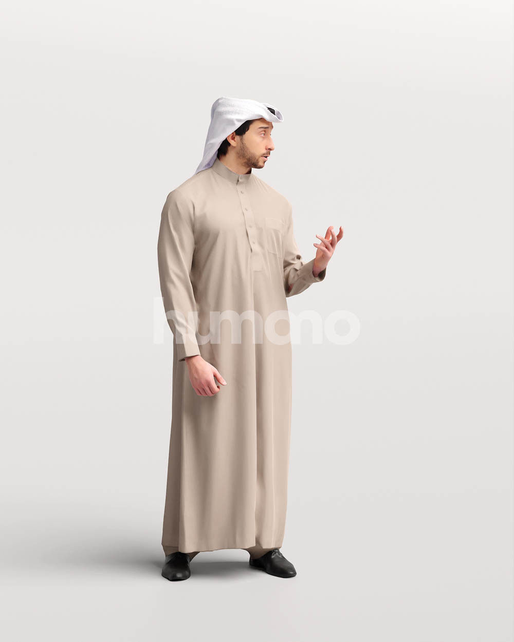 Humano Arab man in thobe standing and talking -2405-062-6736 3D model_10