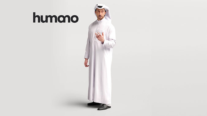 Humano Arab man in thobe standing and talking -2405-062-6736 3D model