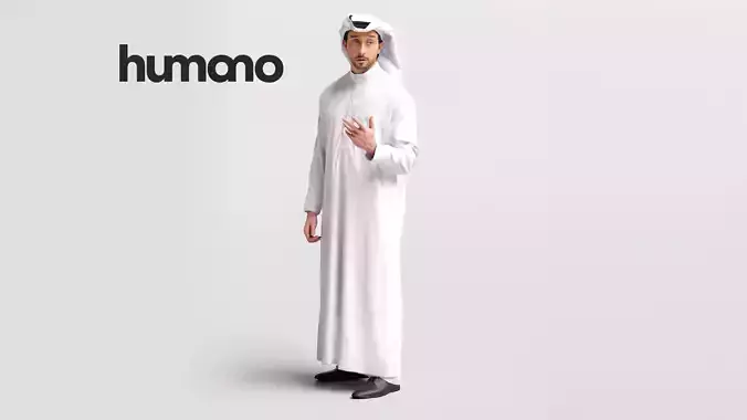 Humano Arab man in thobe standing and talking -2405-062-6736 3D model