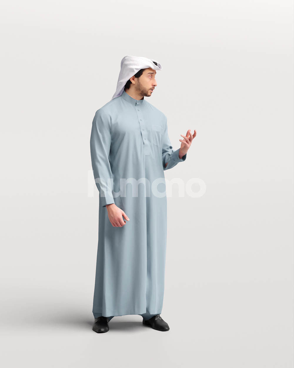 Humano Arab man in thobe standing and talking -2405-062-6736 3D model_11