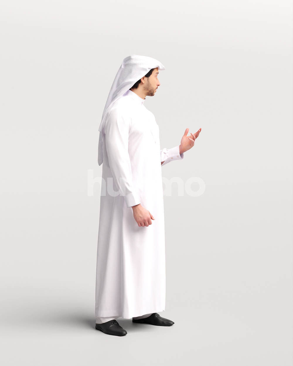 Humano Arab man in thobe standing and talking -2405-062-6736 3D model_3