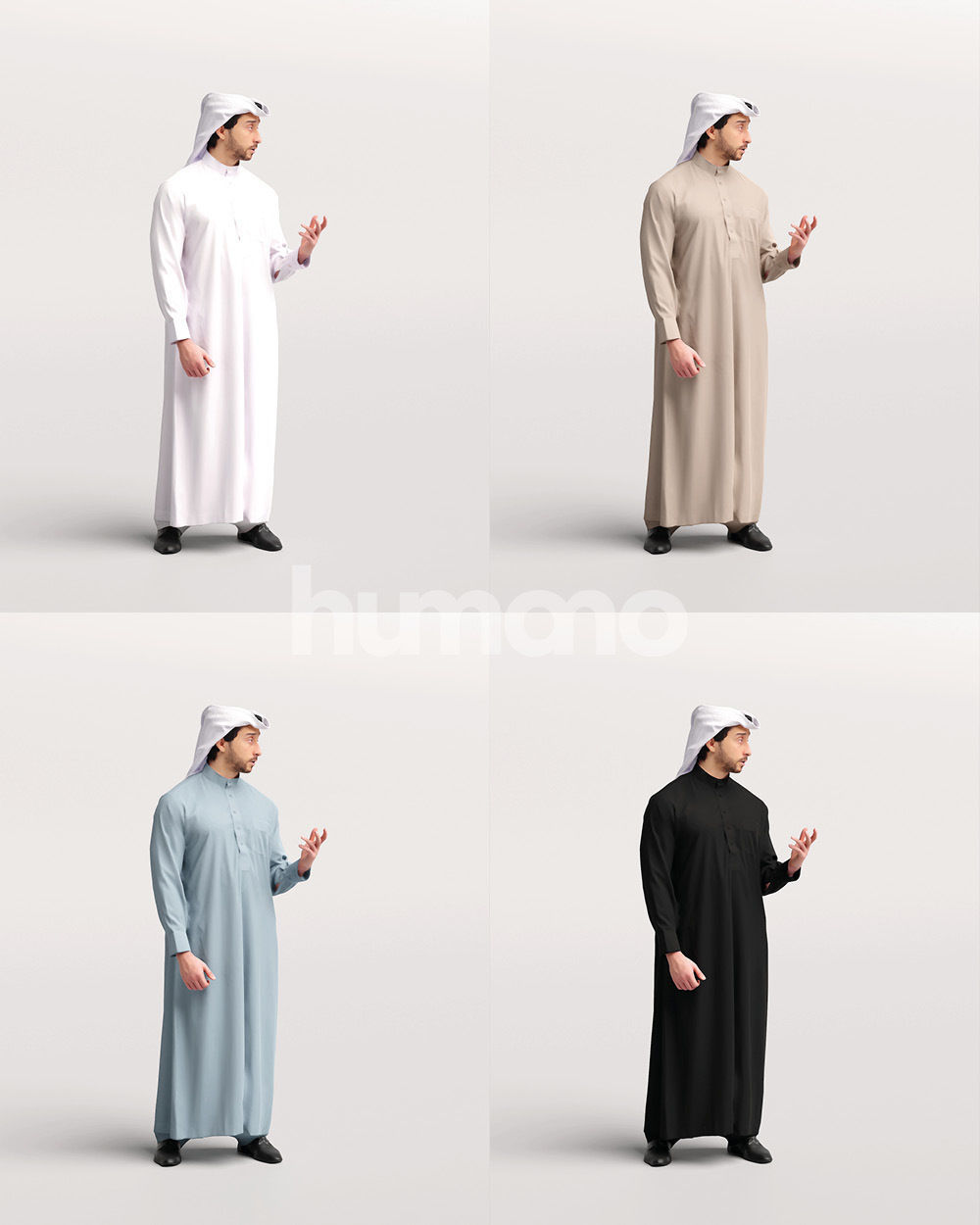 Humano Arab man in thobe standing and talking -2405-062-6736 3D model_13