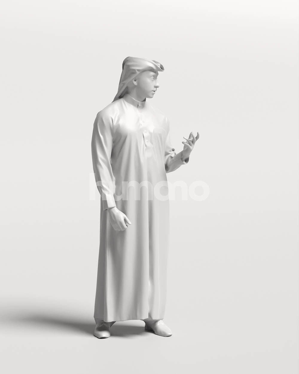 Humano Arab man in thobe standing and talking -2405-062-6736 3D model_14