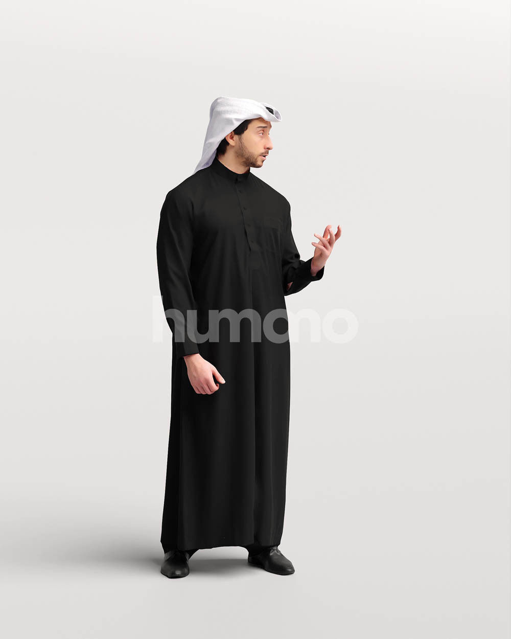 Humano Arab man in thobe standing and talking -2405-062-6736 3D model_12