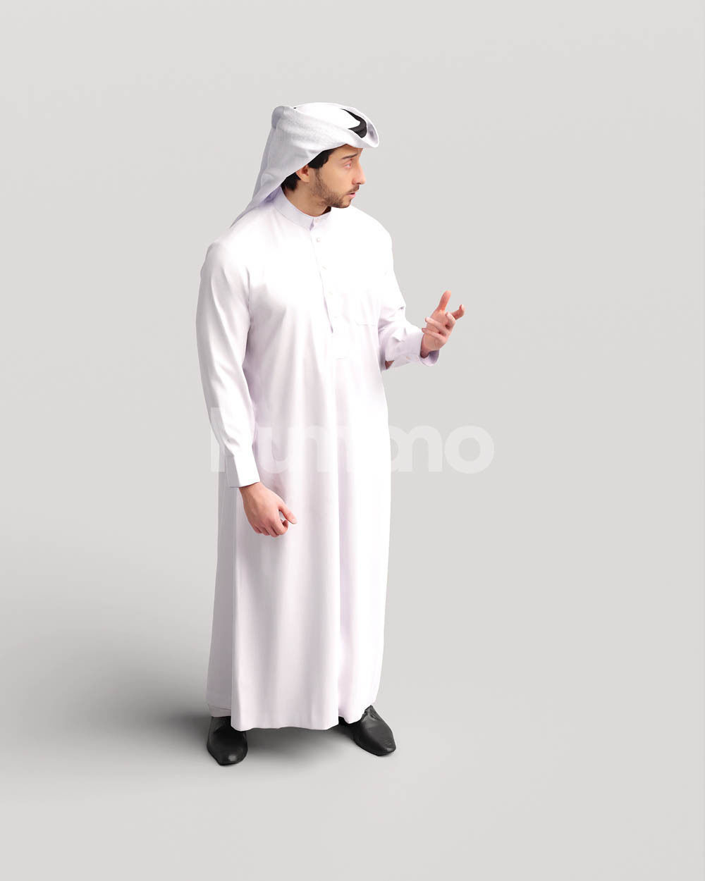 Humano Arab man in thobe standing and talking -2405-062-6736 3D model_9