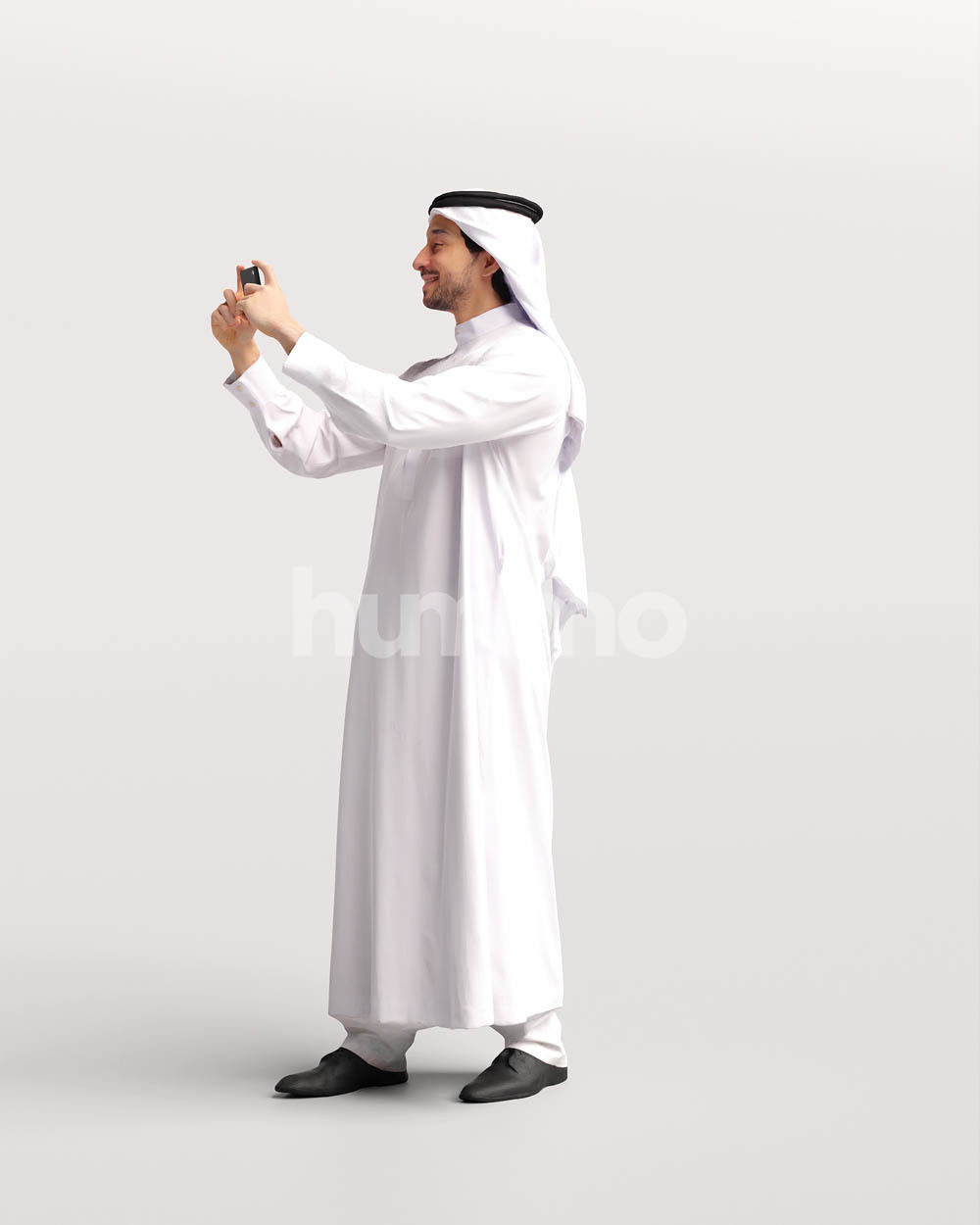 Humano Arab man in thobe standing taking photo - 2405-062-6722 3D model_6