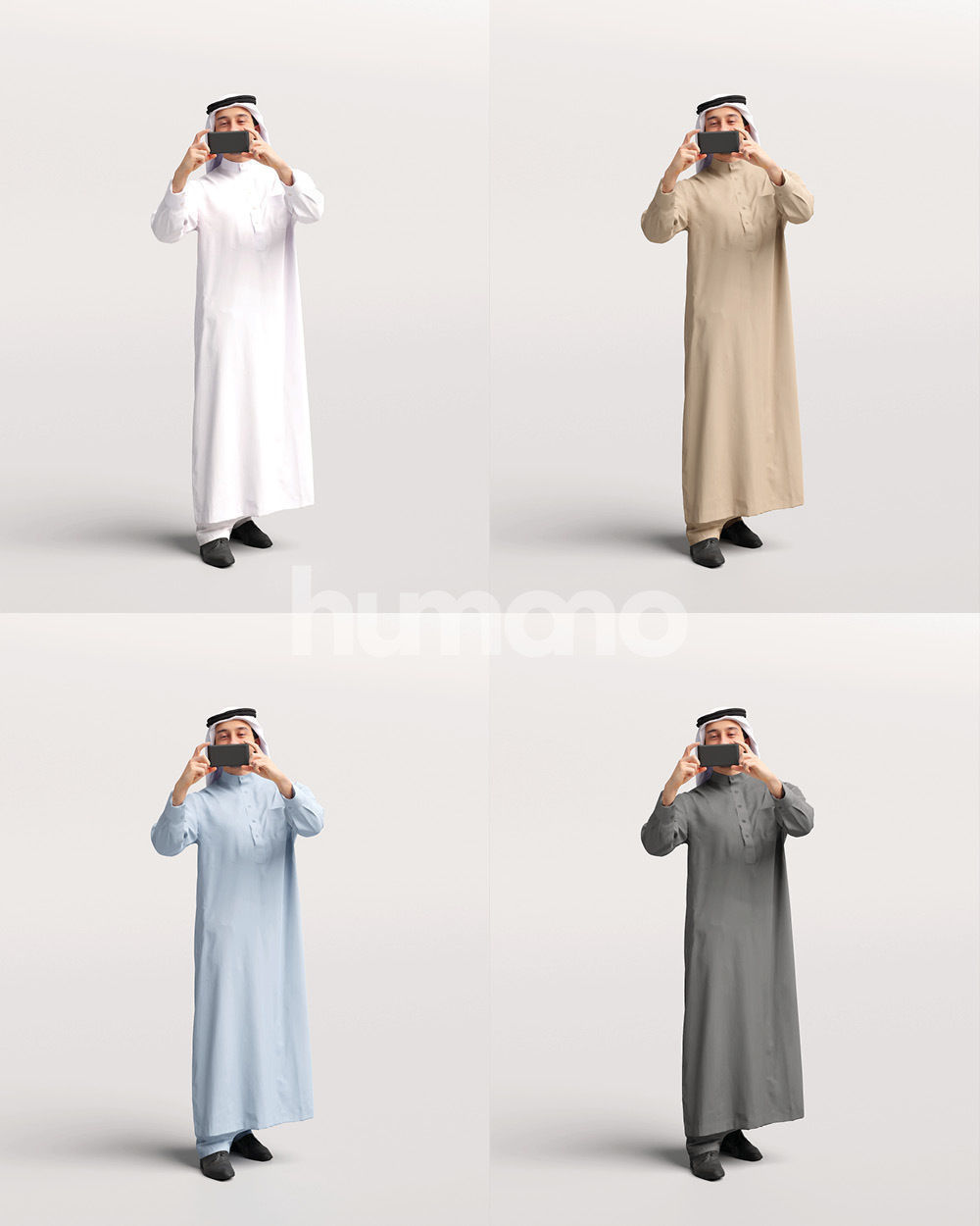 Humano Arab man in thobe standing taking photo - 2405-062-6722 3D model_13