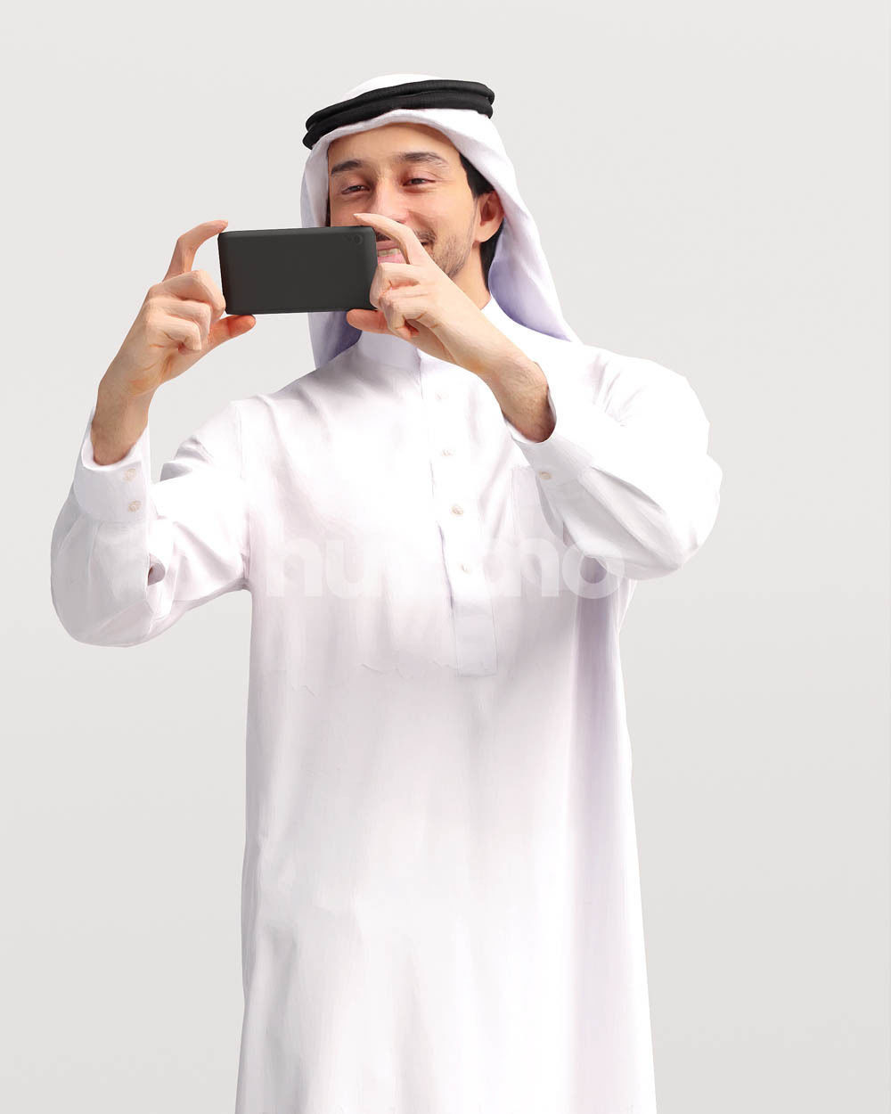 Humano Arab man in thobe standing taking photo - 2405-062-6722 3D model_7