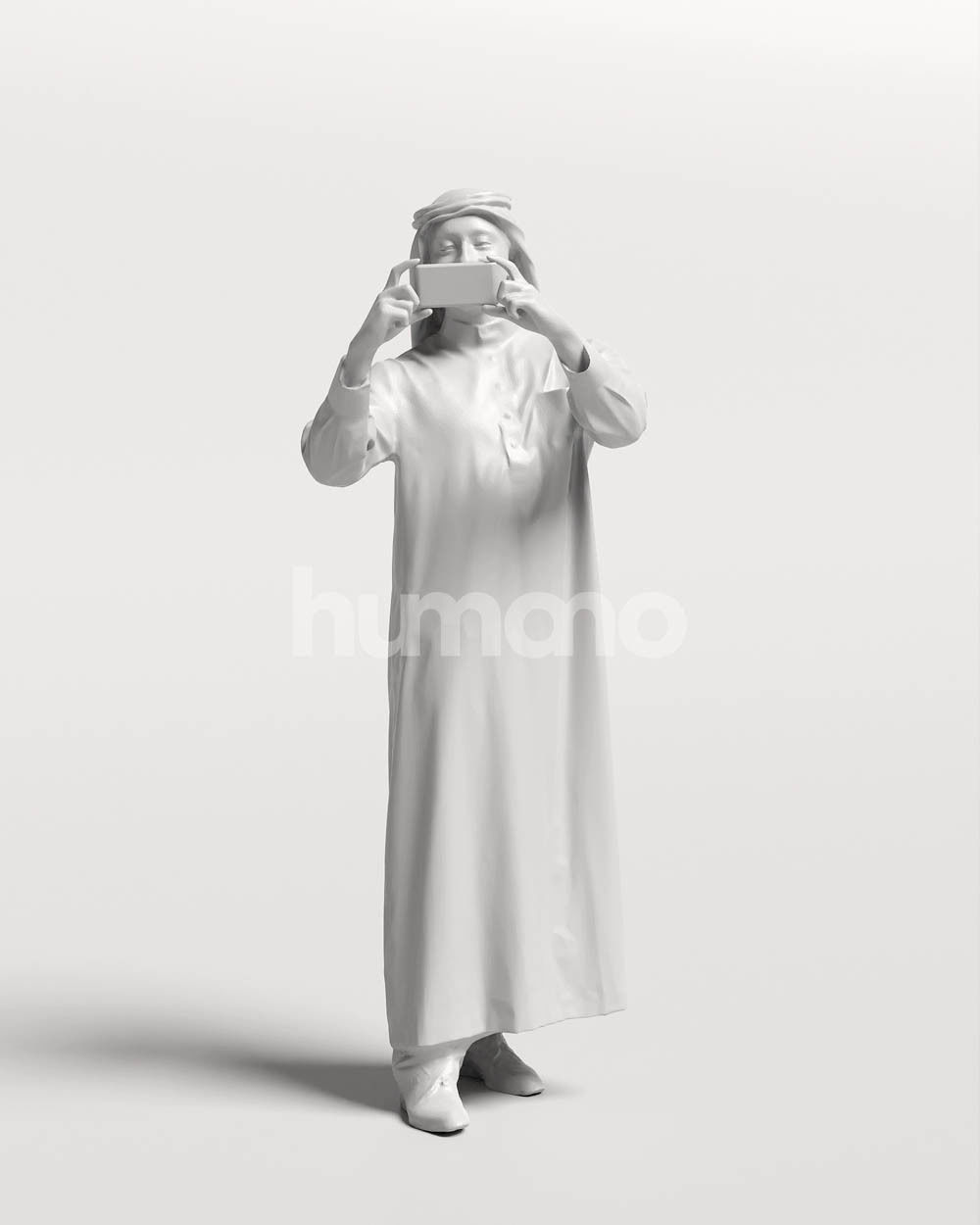 Humano Arab man in thobe standing taking photo - 2405-062-6722 3D model_14