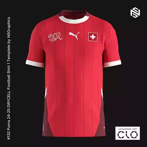 Puma 24-25 DRYCELL Football Shirt 1 Template for CLO 3D 3D model
