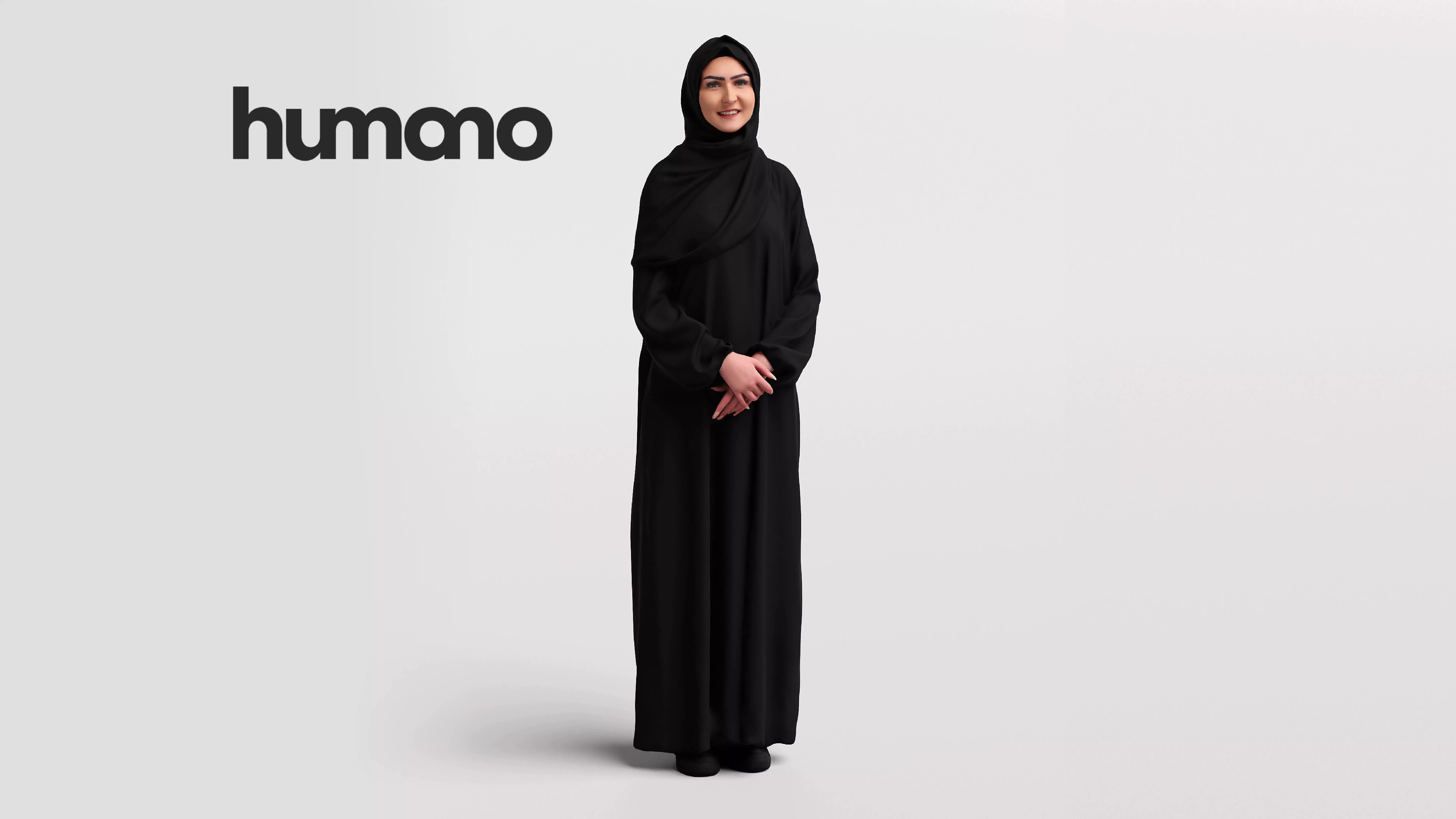 Humano Arab woman hijab standing talking phone - 2405-052-6500 3D model