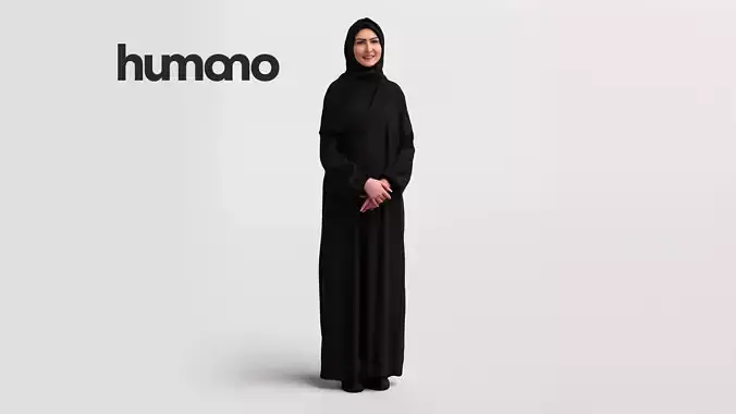 Humano Arab woman hijab standing talking phone - 2405-052-6500