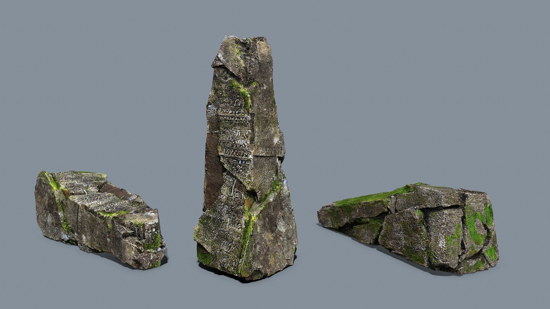mossy rocks Low-poly 3D model_2