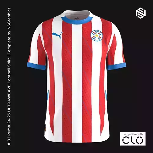 Puma 24-25 ULTRAWEAVE Football Shirt 1 Template for CLO 3D 3D model