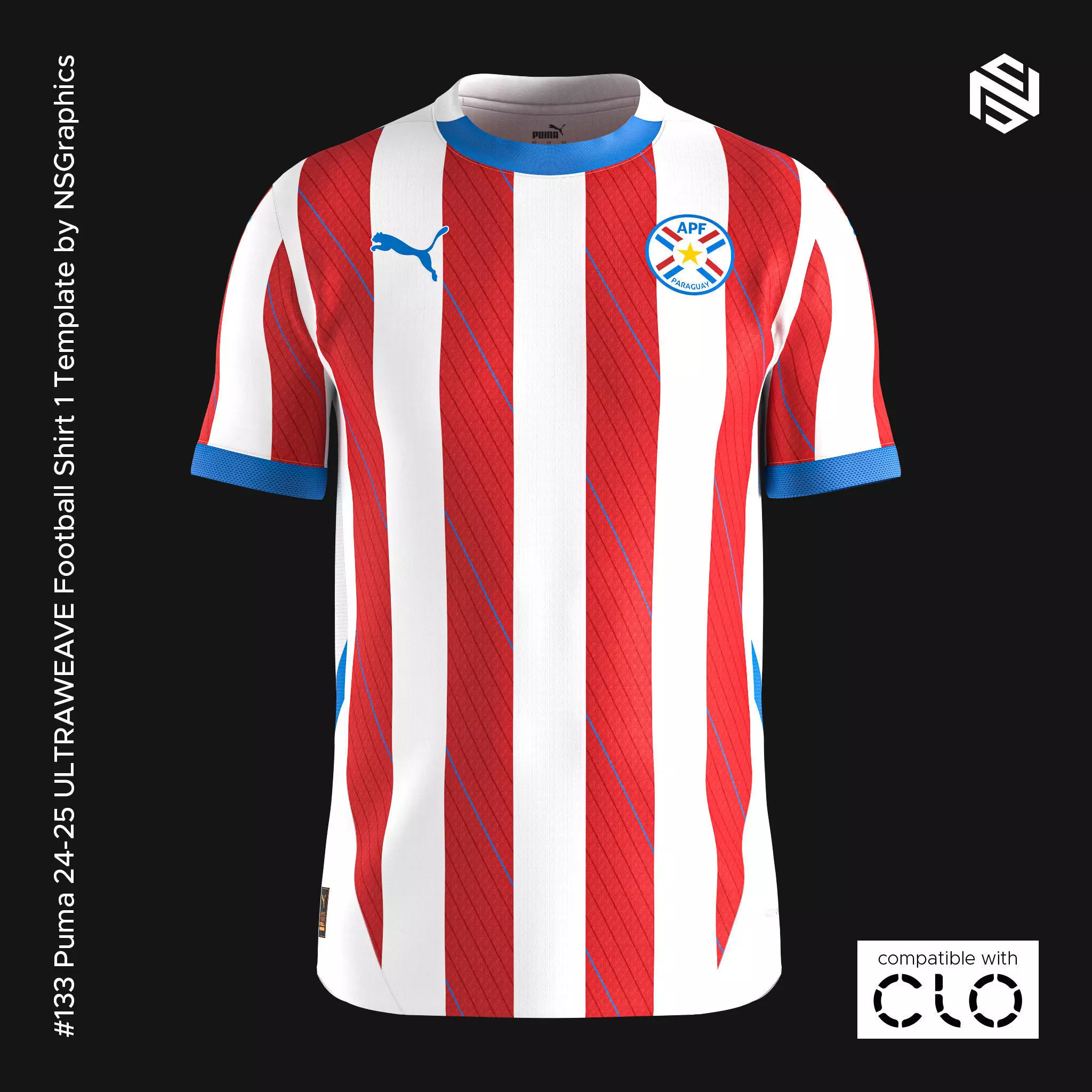 Puma 24-25 ULTRAWEAVE Football Shirt 1 Template for CLO 3D 3D model