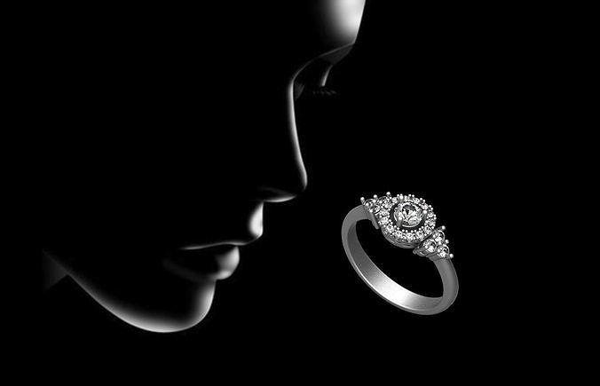 classic solitaire diamond ring  printable 3D model  3D print model