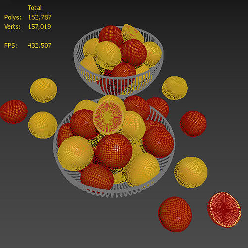 Grapefruit Basket 3D model 6