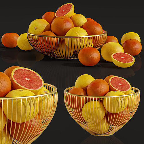 Grapefruit Basket 3D model 3