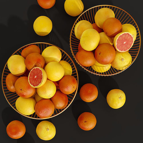 Grapefruit Basket 3D model 2