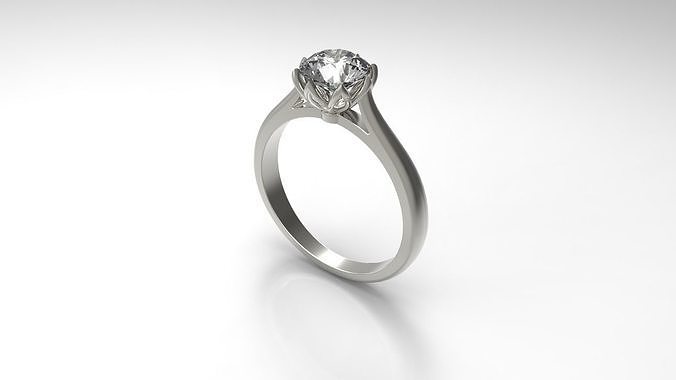 flower shank ring with center diamond printable 3D model  3D print model