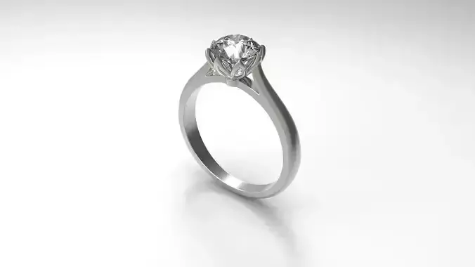 flower shank ring with center diamond printable 3D model 