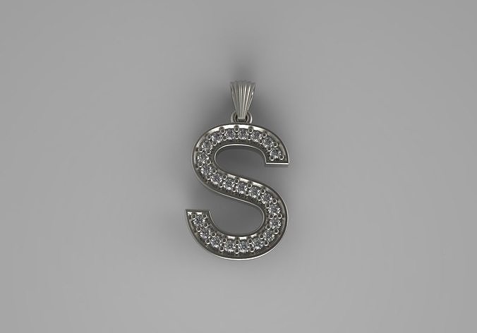 S letter necklace printable 3D model  3D print model