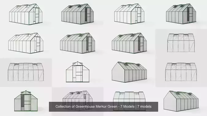 Collection of Greenhouse Merkur Green - 7 Models 