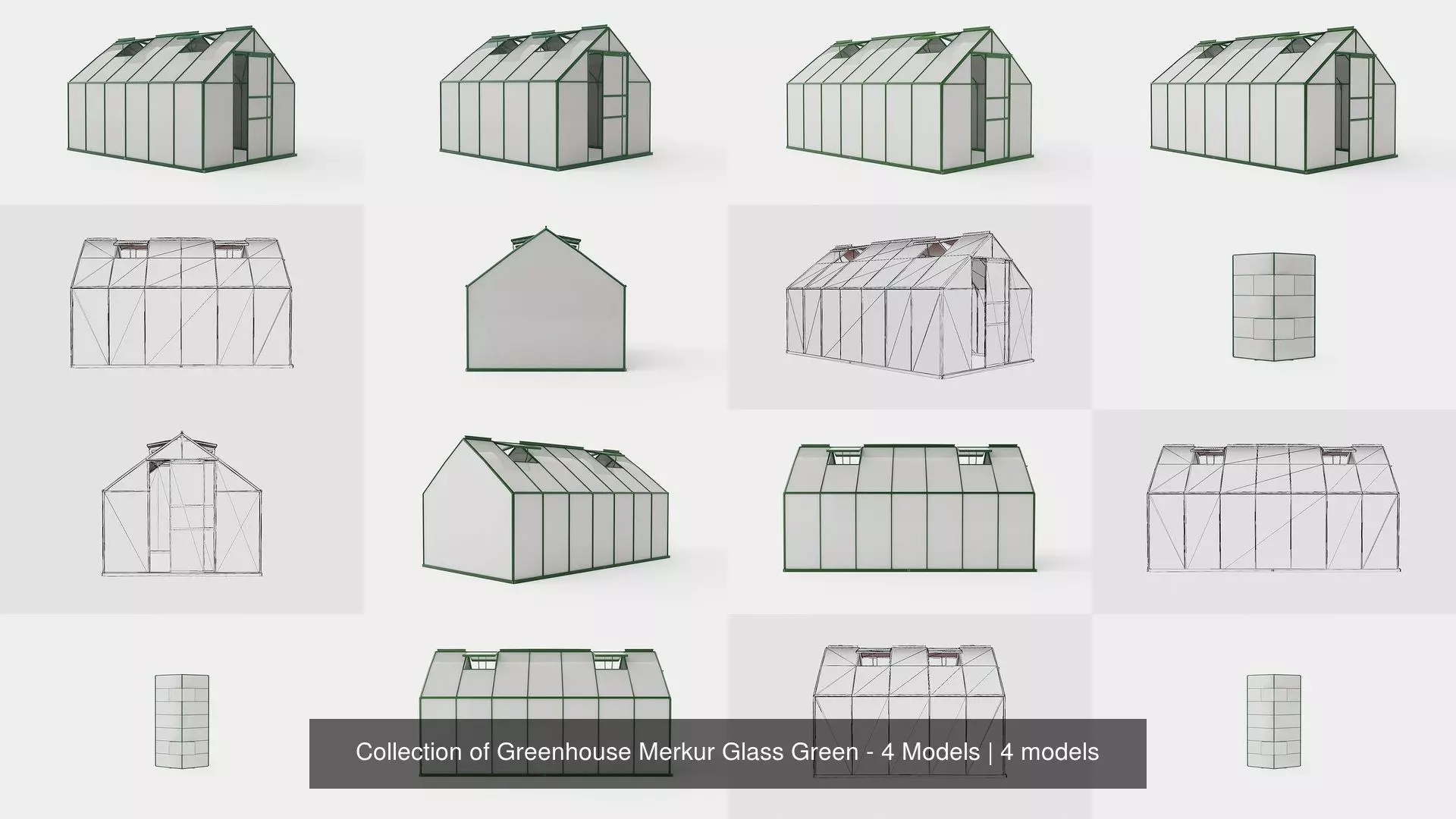 Collection of Greenhouse Merkur Glass Green - 4 Models _0