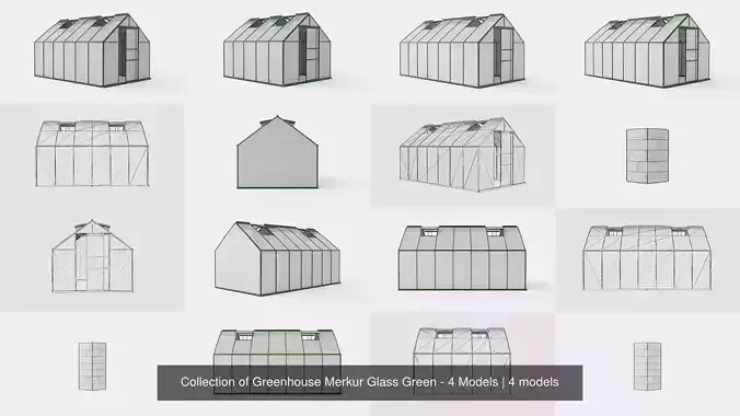 Collection of Greenhouse Merkur Glass Green - 4 Models Collection of Greenhouse Merkur Glass Green - 4 Models