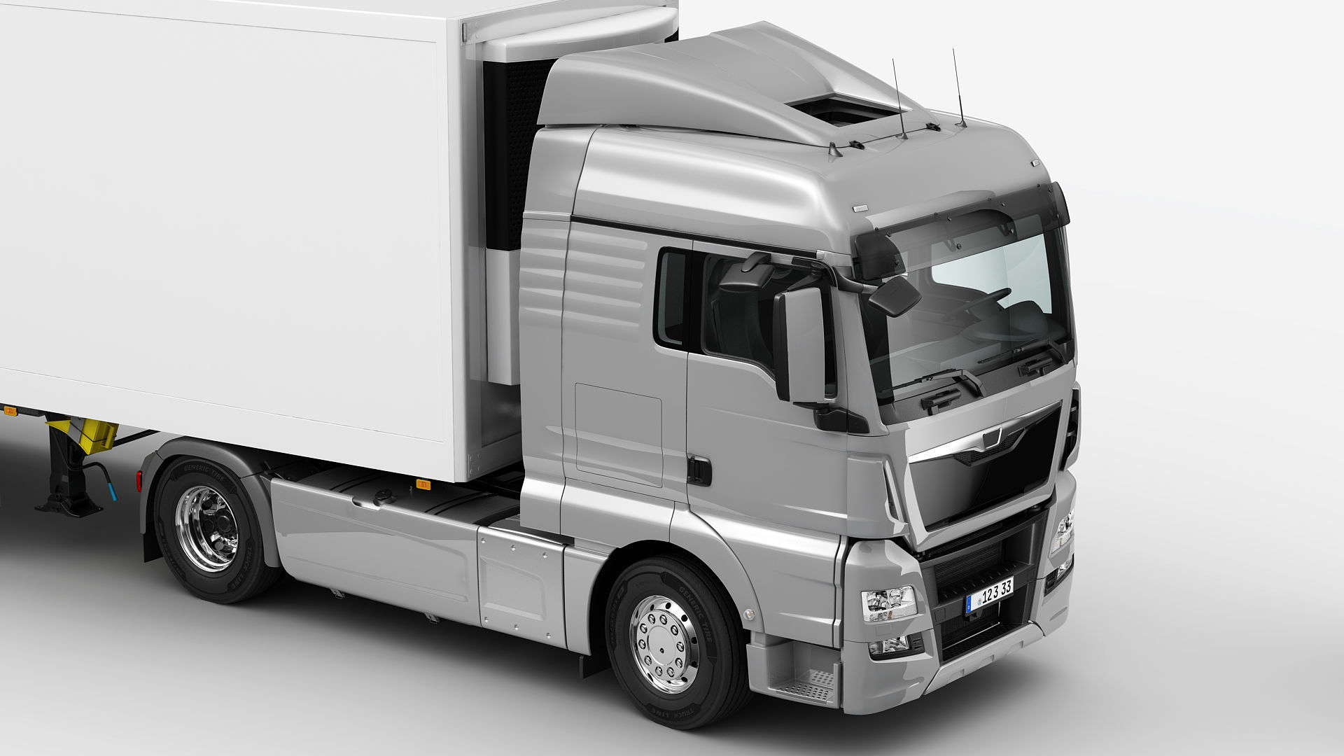 Truck 4X2 with semi trailer 3D model_3