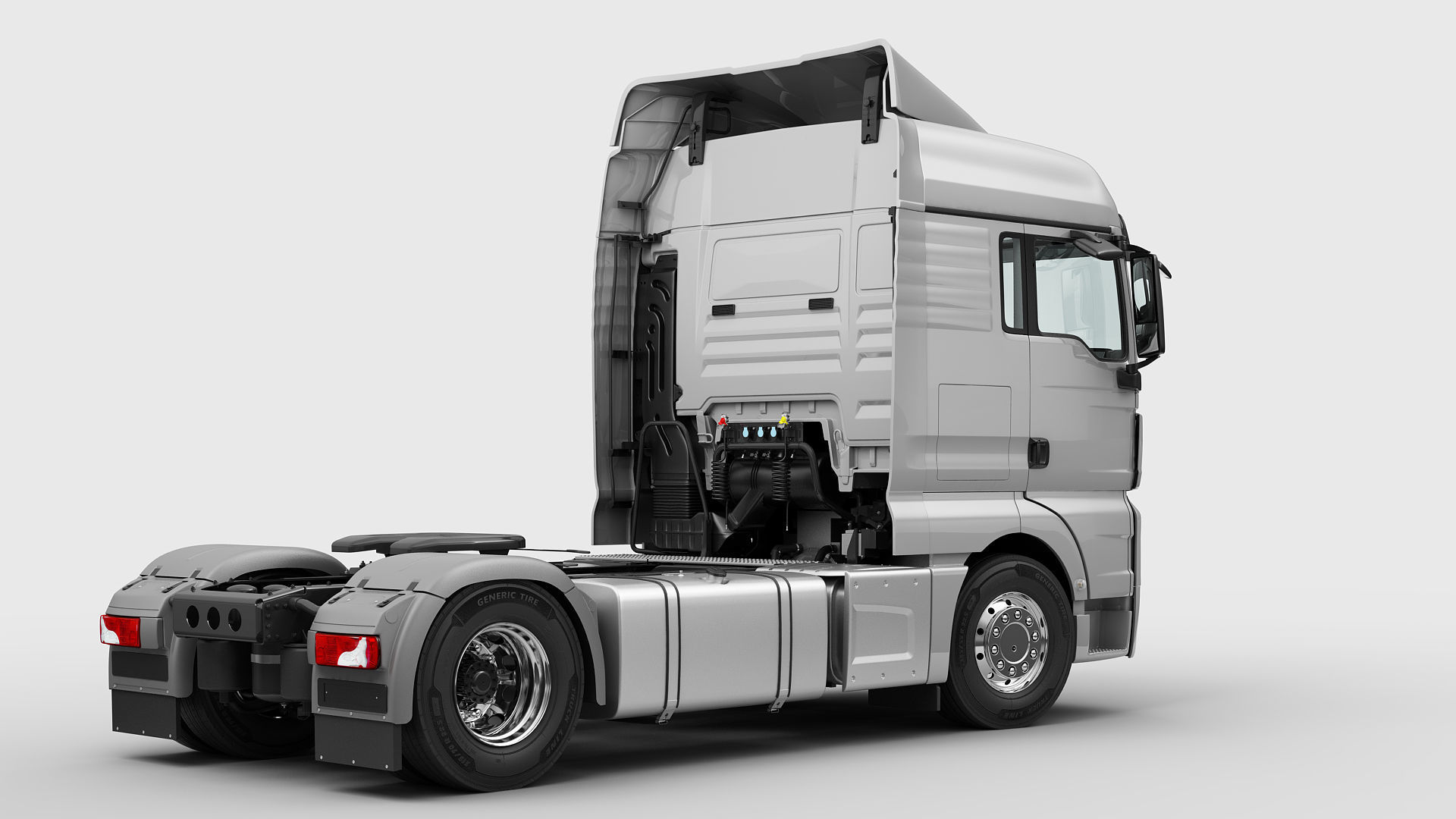 Truck 4X2 with semi trailer 3D model_16