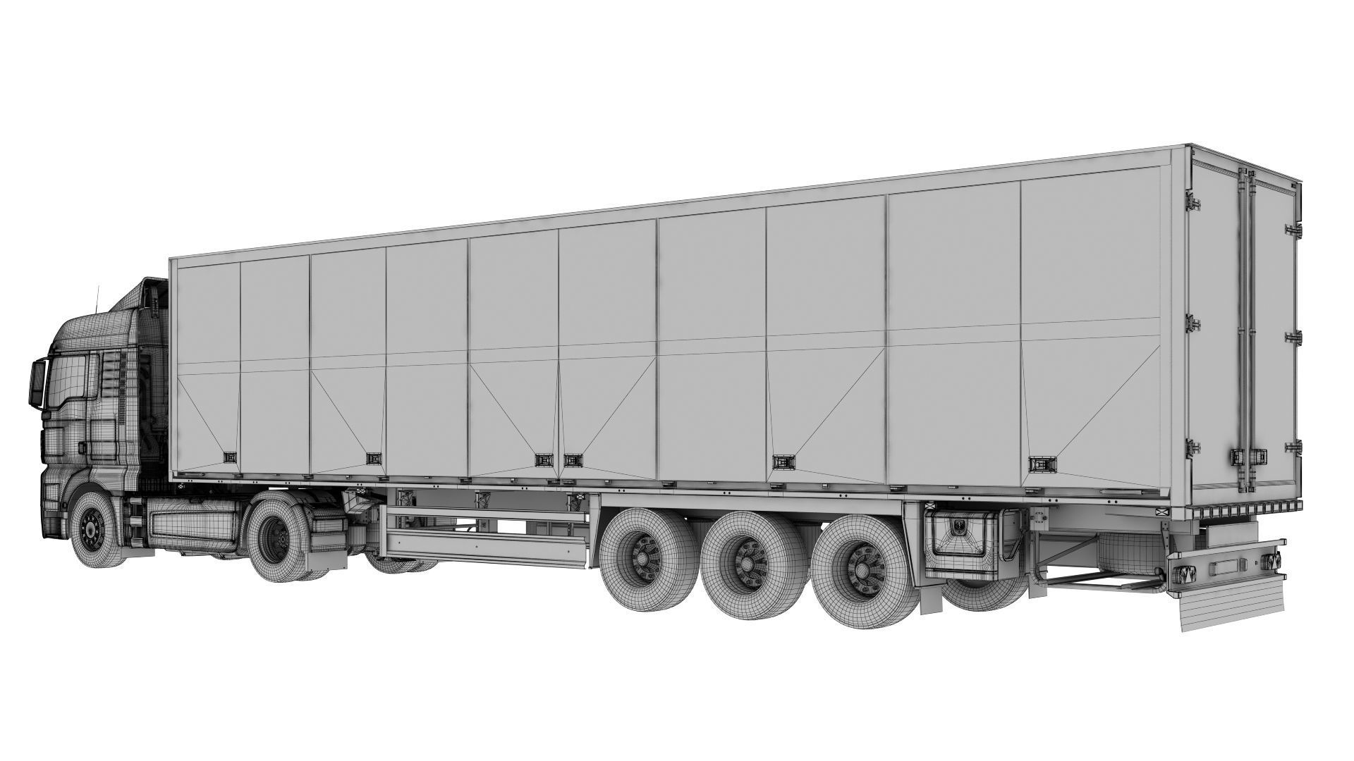 Truck 4X2 with semi trailer 3D model_25