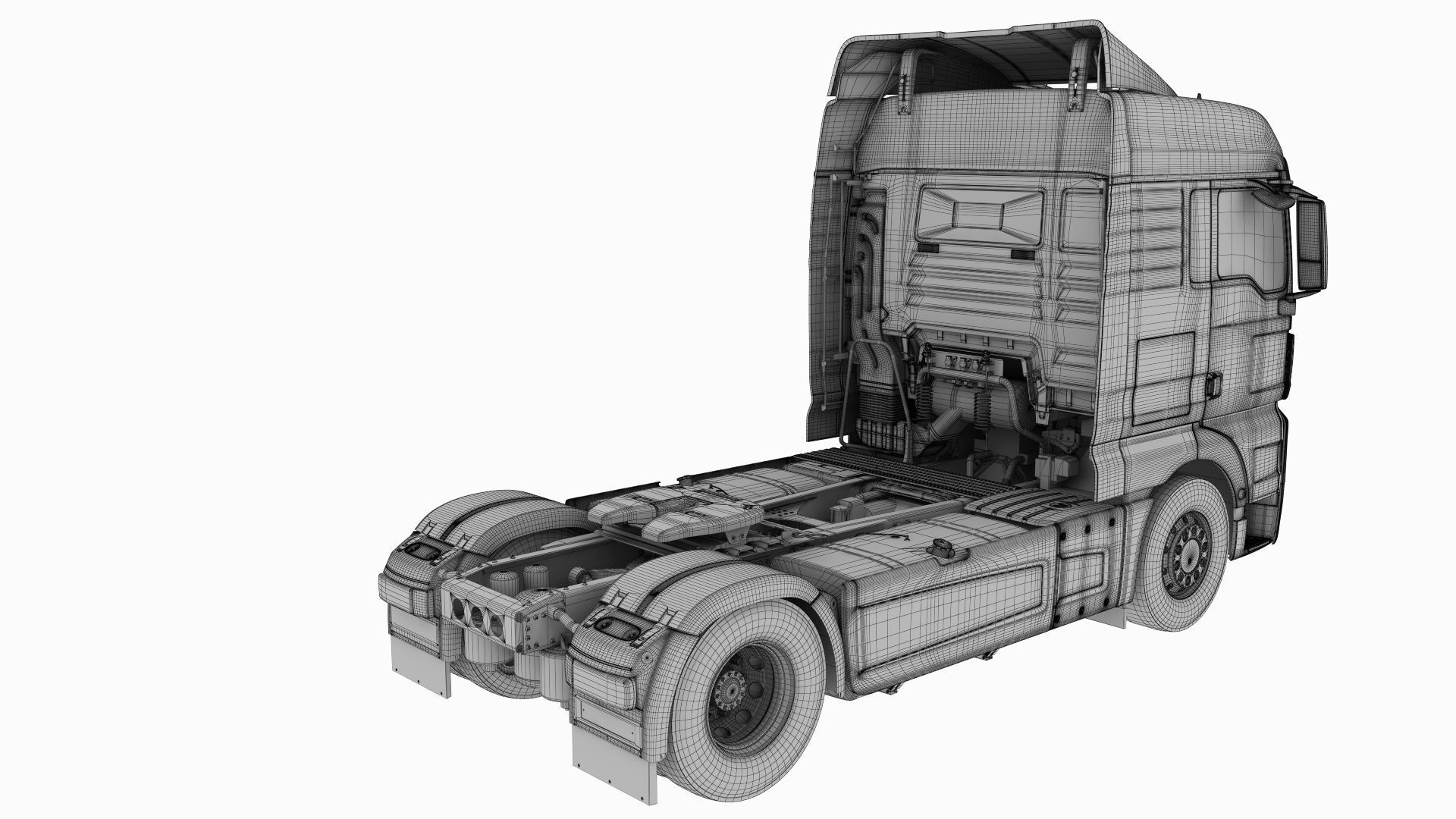 Truck 4X2 with semi trailer 3D model_26