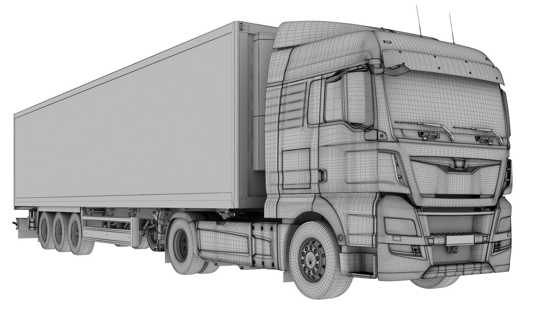 Truck 4X2 with semi trailer 3D model_24