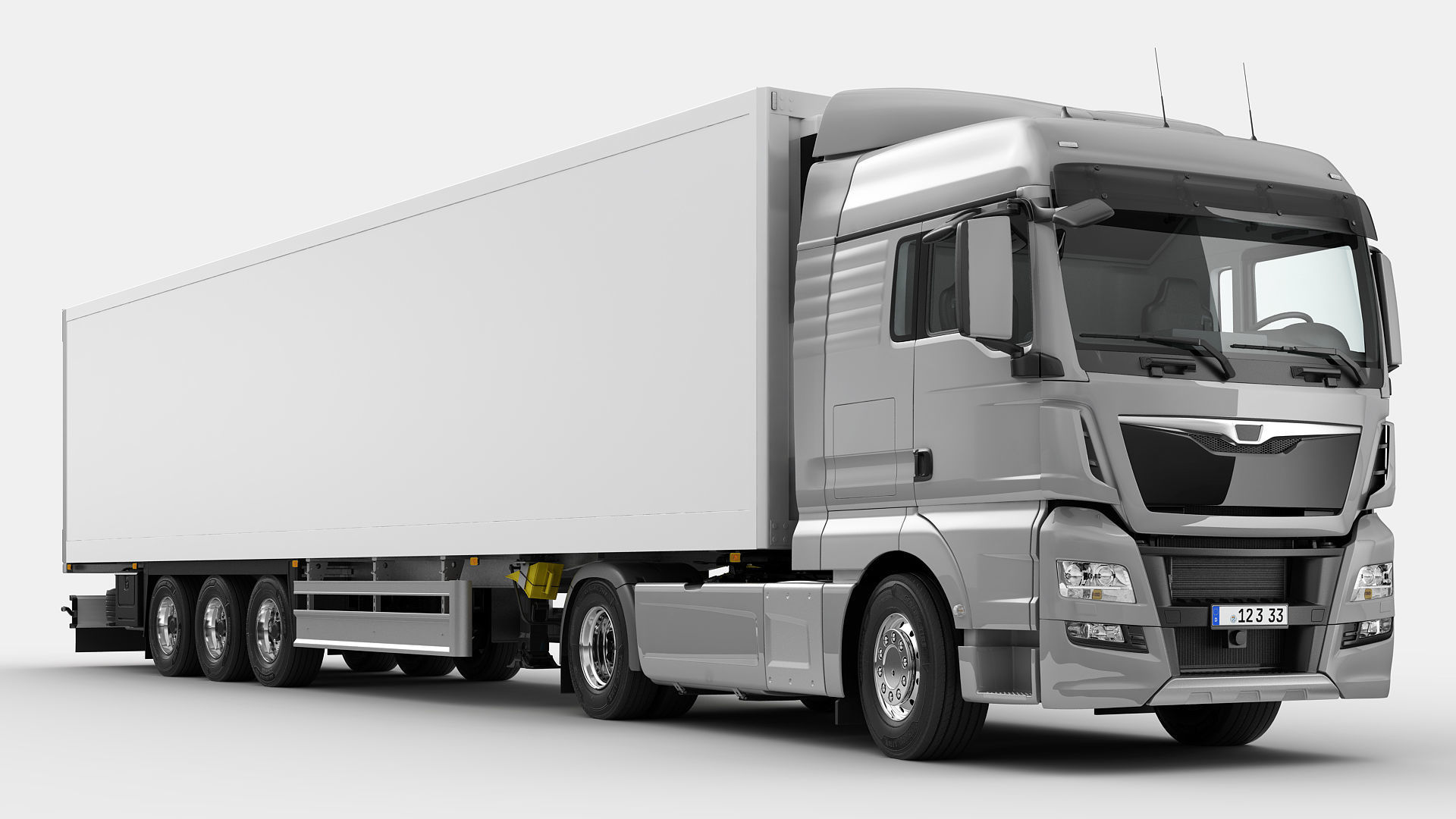 Truck 4X2 with semi trailer 3D model_1