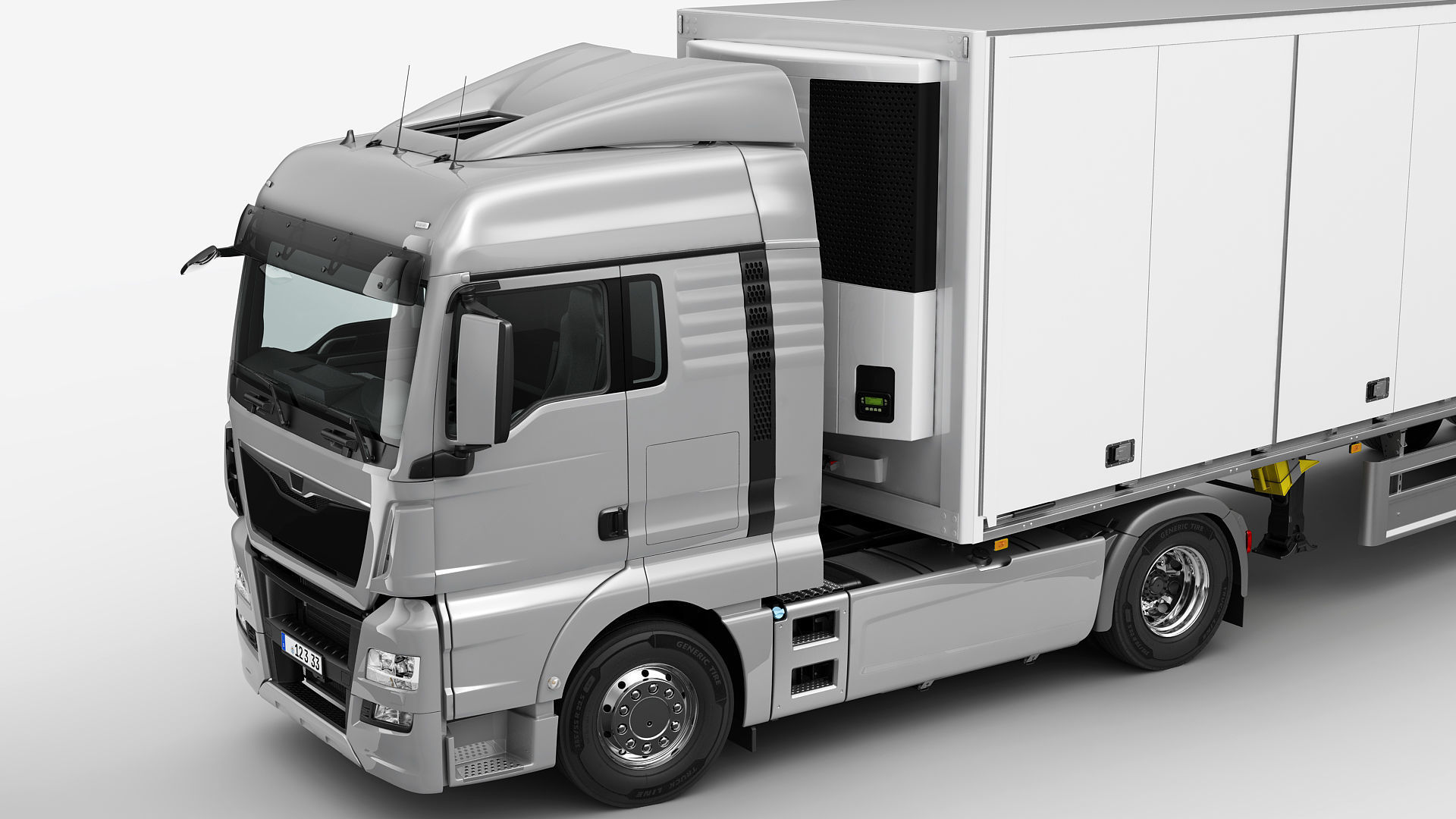 Truck 4X2 with semi trailer 3D model_14