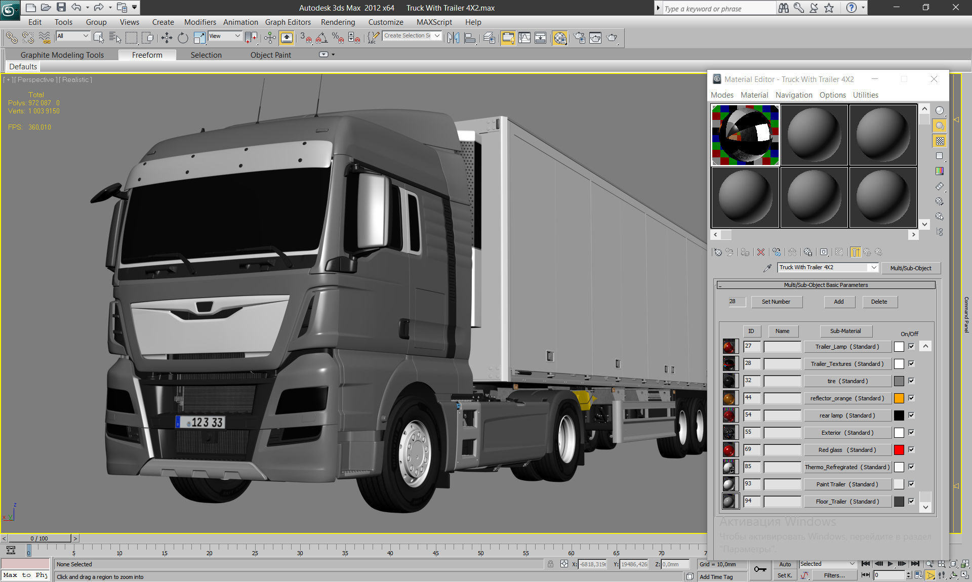 Truck 4X2 with semi trailer 3D model_28