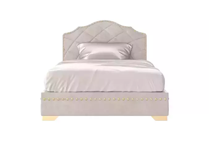 Luxe gold upholstered bed by MODENESE