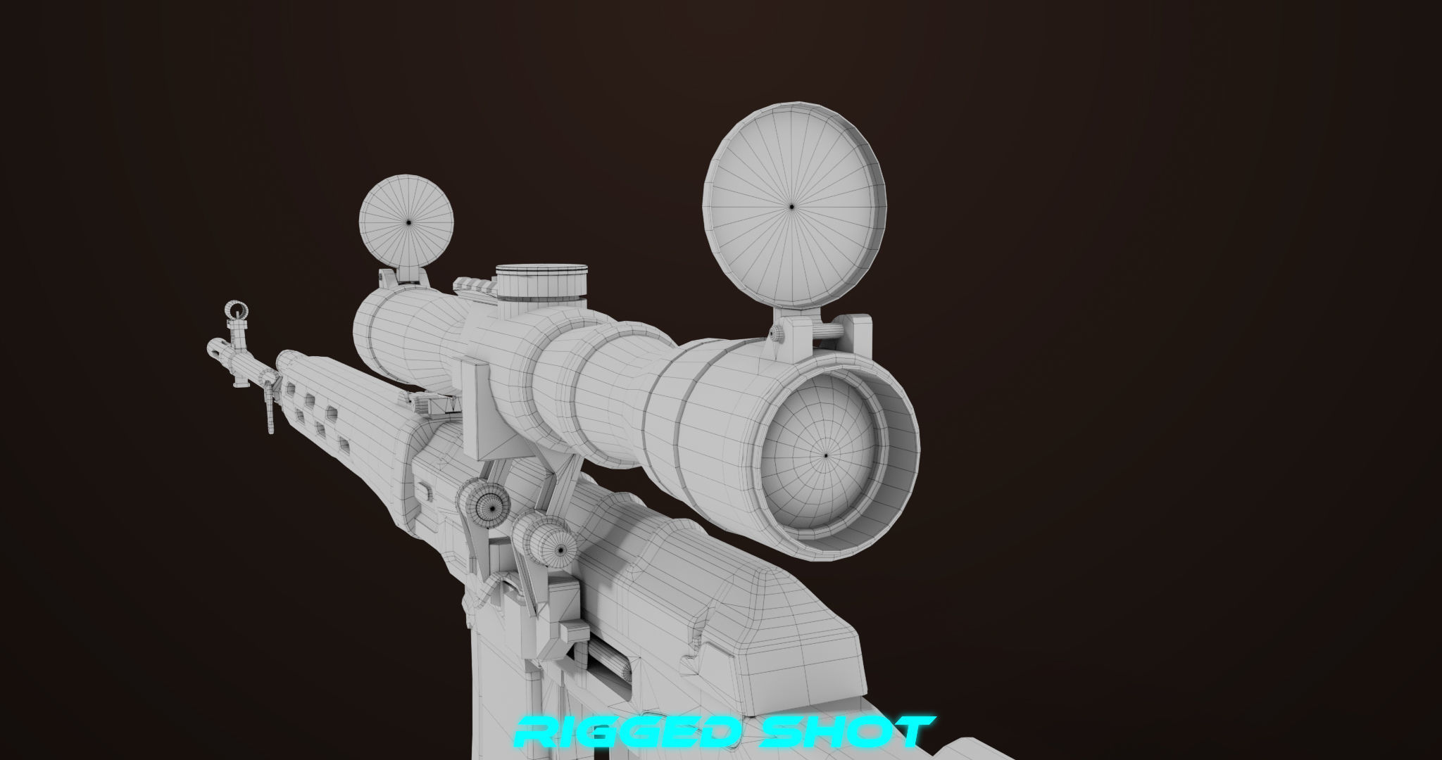 Sniper Rifle 01 Wood Rig All PBR Unity Ue Textures Low-poly 3D model_52