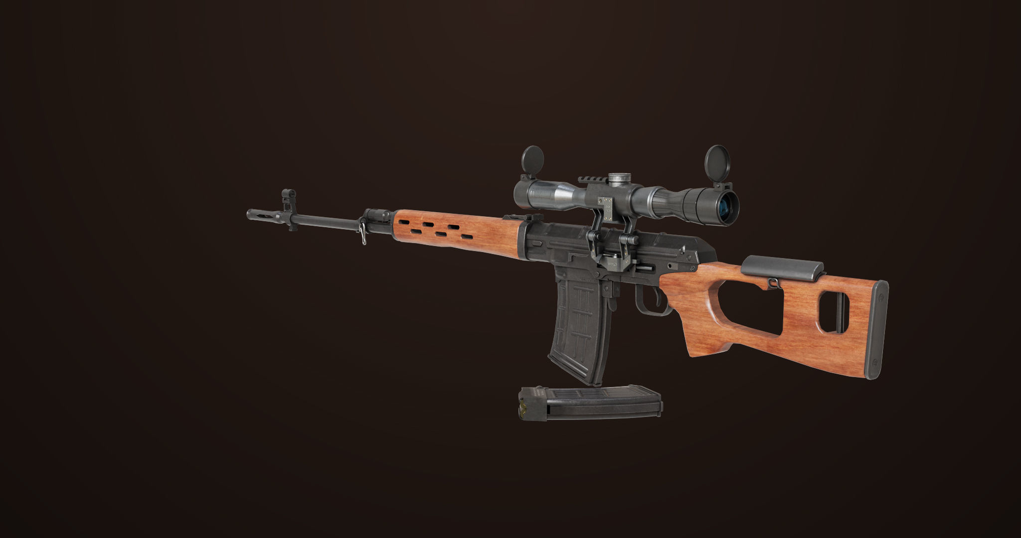 Sniper Rifle 01 Wood Rig All PBR Unity Ue Textures Low-poly 3D model_10