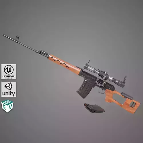 Sniper Rifle 01 Wood Rig All PBR Unity Ue Textures