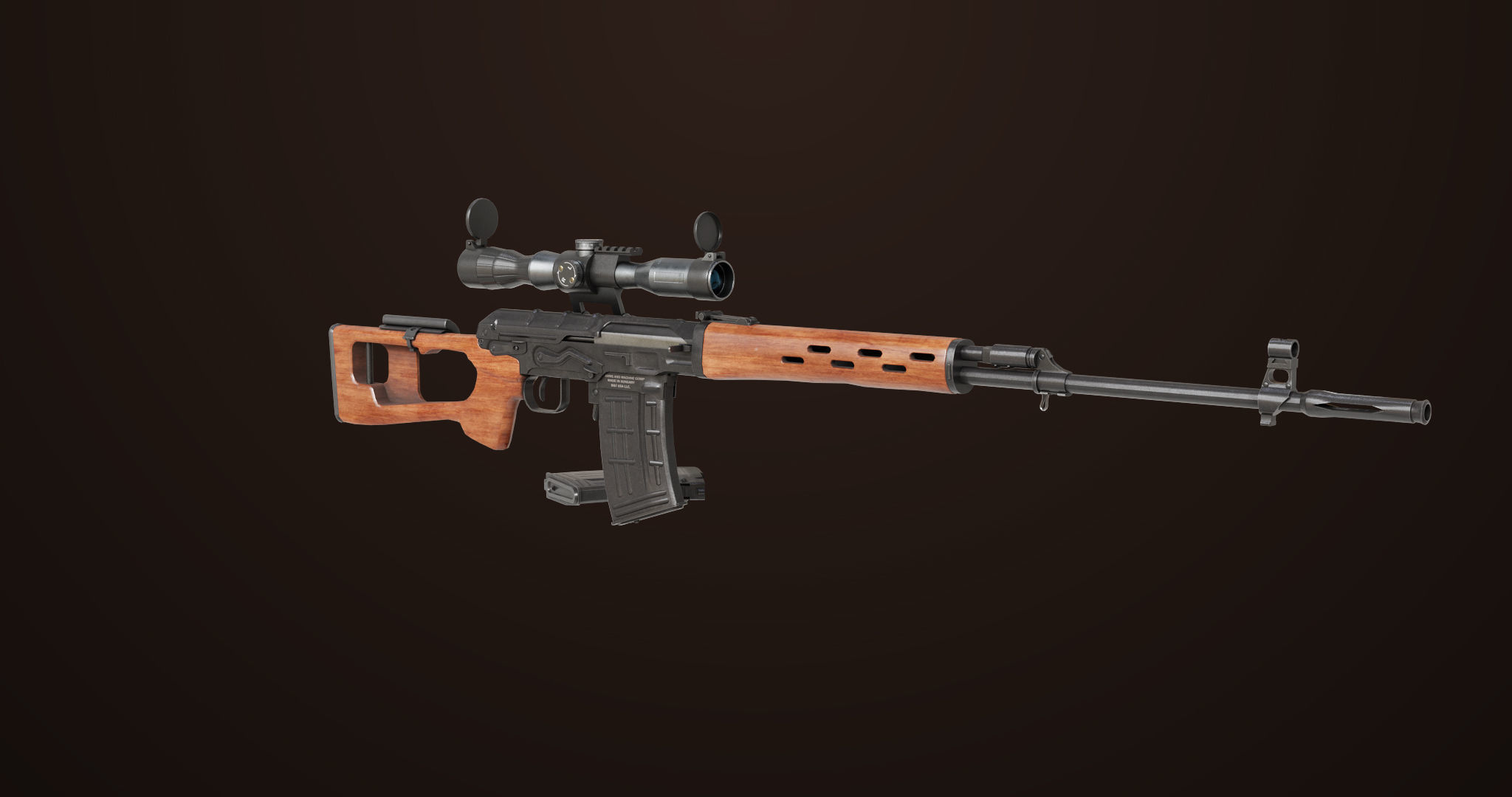 Sniper Rifle 01 Wood Rig All PBR Unity Ue Textures Low-poly 3D model_7