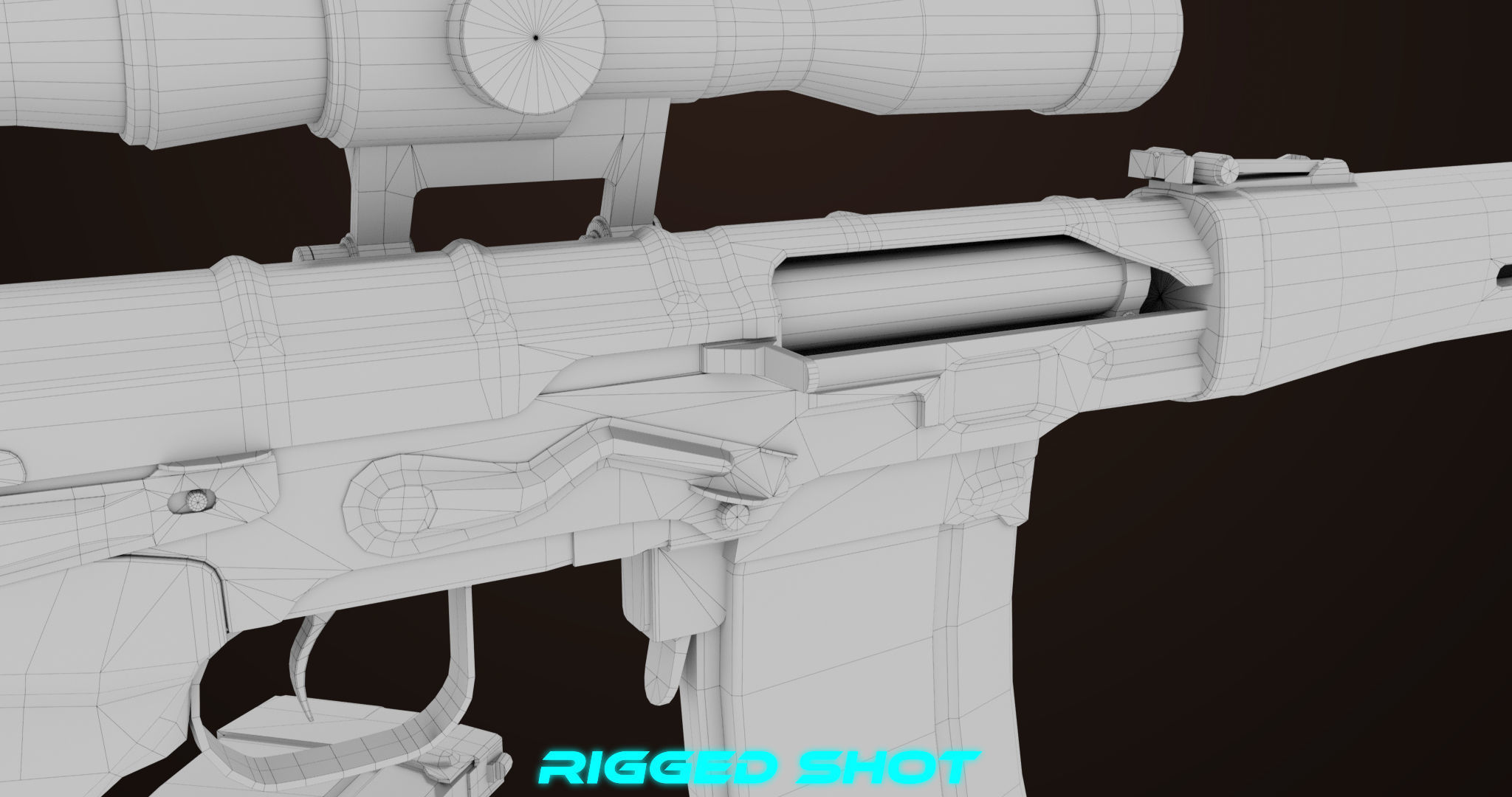 Sniper Rifle 01 Wood Rig All PBR Unity Ue Textures Low-poly 3D model_55